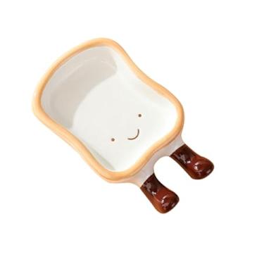 Imagem de Conjunto de pratos de cerâmica de pão de desenho fofo com 7 estilos de pratos infantis para frutas, sobremesas, pires em forma de pão à prova de forno para churrasco (11,5 x 6,5 x 2 cm)