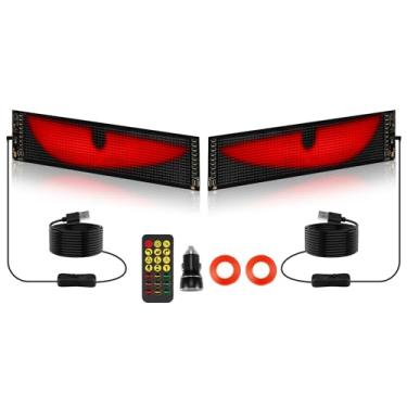 Imagem de 59,4 x 12 cm, 2 peças, luz de olhos diabólicos para carro/caminhão/para-brisas SUV, telas flexíveis com controle remoto/aplicativo, luz de LED para decoração de carro, loja e festival