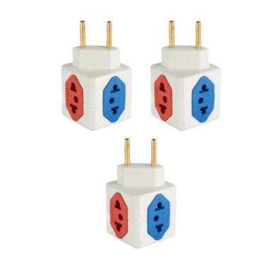 Imagem de Kit 3 Adaptador Tomada Cubo 4 Entradas Benjamin 10 A Dado - kapbom