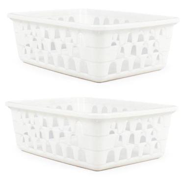 Imagem de Kit 2 Cestos Multiuso Organizador Pequeno Branco 16x12x6Cm - 123 Organ