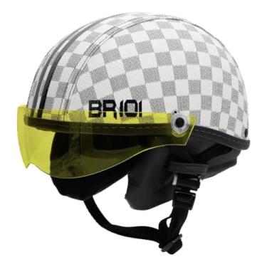 Imagem de Capacete Coquinho Scooter Elétrica Bike Skate Patinete BR 101 Premium Viseira Ambar Night (Xadrez Branco, P - VESTE 55/56)
