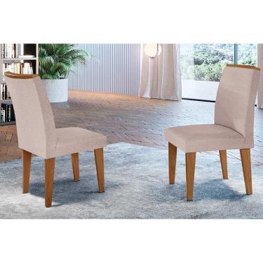Imagem de Kit 2 Cadeiras Sala Jantar Lunara 2 Un Imbuia/Linho Bege Turim - Rufato