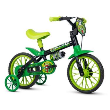 Imagem de Bicicleta infantil aro 12 nathor c/ rodinhas, BLACK 12