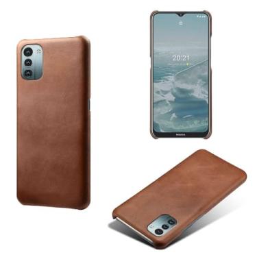 Imagem de Capa para NOKIA G11,Proteção contra quedas,Casca de volta de cor sólida simples,Design de couro de imitação de plástico-Brown