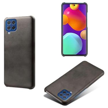 Imagem de Capa para Samsung Galaxy M62,Proteção contra quedas,Casca de volta de cor sólida simples,Design de couro de imitação de plástico-Black
