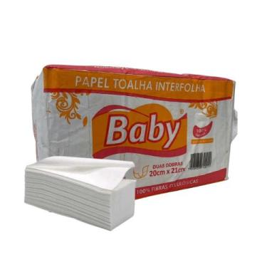 Imagem de Papel Interfolha 100% celulose 20x21 2 dobras folha simples Baby com 1