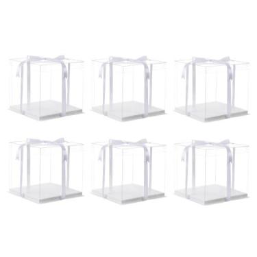 Imagem de Caixa de bolo XININSUN Clear 35x35x30cm com fita para bolo de 25-30cm