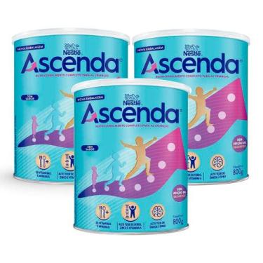 Imagem de Kit 3 Suplemento Alimentar Nestlé Ascenda Sem Sabor 800g