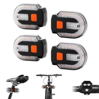 Imagem de TEGUANGMEI 4 peças de luz traseira de bicicleta com seta, luzes traseiras divididas para bicicleta, controle remoto sem fio, recarregável por USB, luzes traseiras de bicicleta para ciclismo, luz de