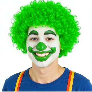 Imagem de Pacote com 2 perucas afro engraçadas de palhaço encaracolado, perucas arco-íris, peruca colorida de palhaço, peruca afro louca tema discoteca dos anos 70 anos 80 para jovens adultos mulheres homens