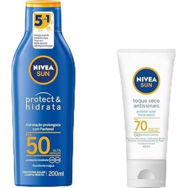 Imagem de NIVEA SUN Protetor Solar Protect & Hidrata FPS 50 200ml + NIVEA SUN Protetor Solar Facial Toque Seco Antissinais FPS 70 40ml