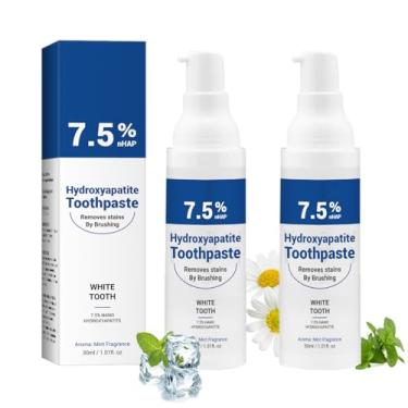 Imagem de Pastas de dente de hidroxiapatita para proteção do esmalte e fortalecimento dos dentes, 2 peças de pasta de dente de hidroxiapatita sem flúor, alívio da sensibilidade, menta suave, hálito fresco, uso