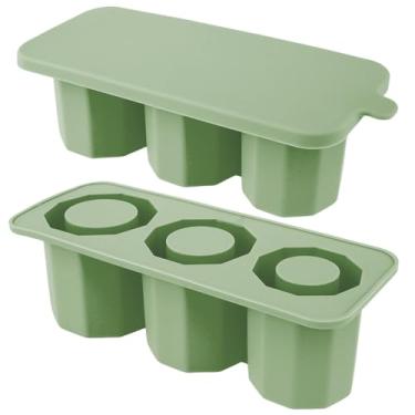 Imagem de 2 bandejas de cubos de gelo para copo Stanley, molde de gelo de silicone com tampa para freezer, formas de cubo de gelo de liberação fácil, bandejas reutilizáveis para coquetéis gelados, bebidas de