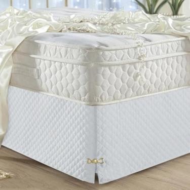 Imagem de Saia Casal Queen Com Pingente Cama Box Bau Luxo Mordena Otima Oferta (1-BRANCO)