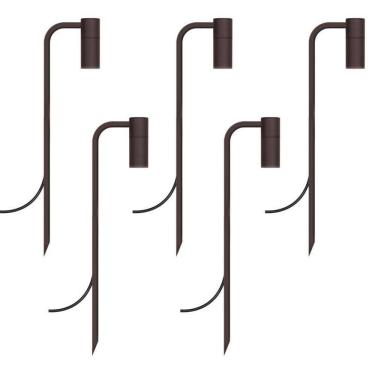 Imagem de Kit 5 Luminárias Espeto De Jardim Foco Balizador Marrom 50Cm
