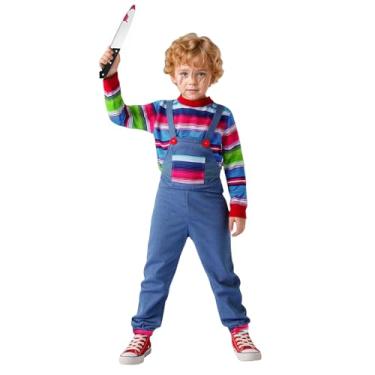 Imagem de Kids Chucky Costume Killer Good Guy Chucky Cosplay Jumpsuit Bodysuit One-Piece Outfits for Boys Girls Halloween Multicolor