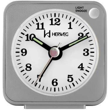 Imagem de Relógio Despertador De Mesa Silencioso Analógico Herweg 2510, Cinza