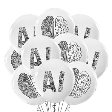 Imagem de Malayan Products Ai Balloons 12 Count Latex, Artificial Intelligence Birthday Decorations, Future Theme, Robot Machine Learning Party, 12Inch Standard Size
