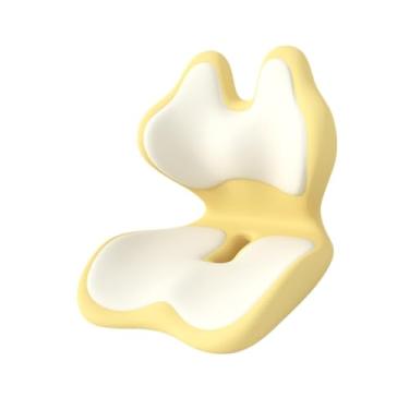 Imagem de oshhni Almofada para cadeira de escritório, assento e encosto, almofada para encosto, apoio para cóccix, ergonômica para assento, para cadeira gamer, casa, Amarelo Bege