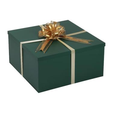Imagem de Caixa de presente extra grande com tampa 50 x 50 x 25 cm, caixa de presente verde grande caixas de presente gigantes com tampas para embalagem de presentes para aniversário surpresa, Natal