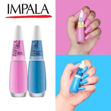 Imagem de Kit 12 Esmalte Impala Tons Pasteis Rosa e Verde Cremoso Esmaltes Ataca