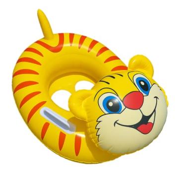 Imagem de Boia Inflável Infantil com Assento – Modelos Animais, Carros, Unicórnio, Tubarão e Muito Mais – Brinquedo de Piscina e Praia para Crianças (Boia Inflável Tigre)