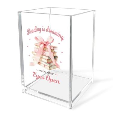 Imagem de Porta-lápis de acrílico para mulheres, porta-canetas de acrílico transparente, organizador de livros, amigos, professores, colegas de trabalho, presentes para Natal, dia dos namorados, presente fofo