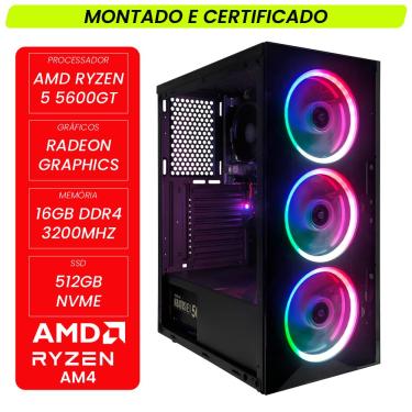 Imagem de Computador Gamer CertoX Stream AMD - 1064 TC AMD Ryzen 5 5600GT Radeon Graphics 16GB DDR4 (2x8GB) 512GB SSD C/3 Fans Linux