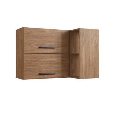 Imagem de Armário Aéreo Canto Reto Giovanna com 2 Portas - Casajá, FREIJO/PRETO