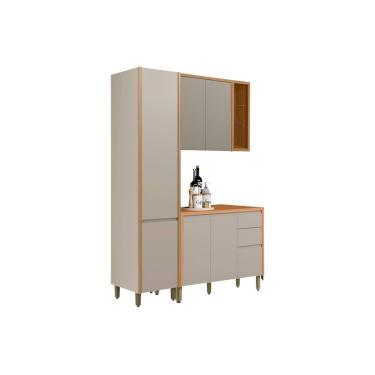 Imagem de Cozinha Modulada Completa Allure 3 Peças (1Aéreo+1Balcão+1Paneleiro) CP29 Jequitiba/Gris Fosco - Linea Brasil