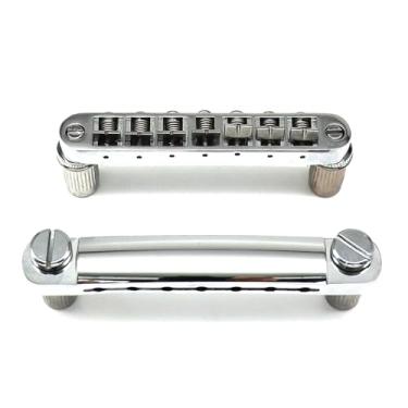 Imagem de Conjunto de ponte de guitarra de 7 cordas, Tune-O-Matic Bridge e Stop Bar Tailpiece com âncoras e pinos para guitarra elétrica Epiphone Les Paul LP SG (cromada)