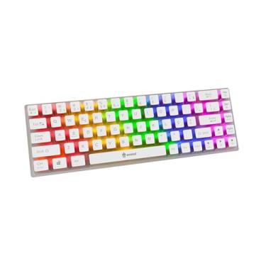 Imagem de Teclado Gamer Mecânico Lumini, 68 Teclas ABNT2, Switch Blue, Iluminação Rainbow, Transparente, Keycaps Pudding, Layout 60%, Cabo 1,5m
