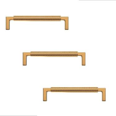 Imagem de Kit 3 Puxador Zigrinato Il1780 160Mm Bronze Esc   Dourado  