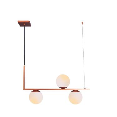 Imagem de Lustre Pendente Jabuticaba Havana L3 Vidro Globo Leitoso