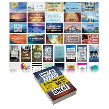 Imagem de Cartões de compromisso motivação inspiração, pacote com 60, 60 sortidos, da Better Office Products, baralho de cartão de incentivo, 5 x 8 cm (tamanho de cartão de visita)