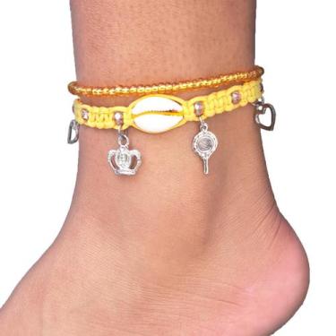 Imagem de Tornozeleira Oxum Dourada Macramê Orixá Umbanda - Balaio de Santo