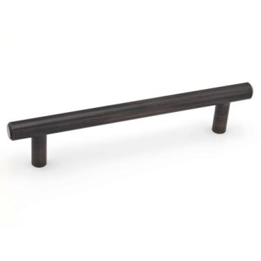 Imagem de Richelieu Hardware BP205128BORB Roosevelt Collection 5 1/16 polegadas (128 mm) centro a centro escovado bronze polido a óleo moderno puxador de armário e gaveta para cozinha, banheiro e móveis