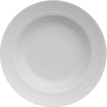 Imagem de Prato fundo em porcelana, modelo Chevron, Ø 23,5 cm, Germer, Branco