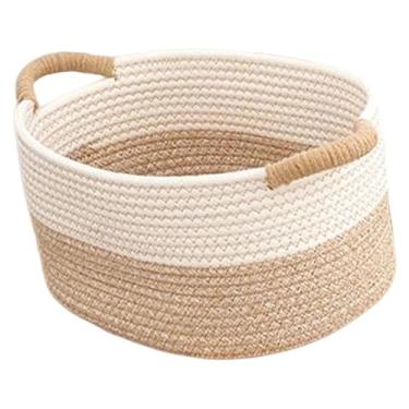 Imagem de predolo Cesta de armazenamento de corda de tecido com alças, caixa de brinquedos macia para gatos e cachorros, grande capacidade para roupas, armário de mesa, 38 Cm X 29 Cm X 19
