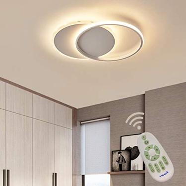 Imagem de Luminária de teto moderna embutida para quarto, sala de jantar, luminária regulável com controle remoto, luminária de design redondo, abajur de acrílico para sala de estar, cozinha, corredor
