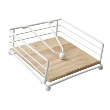 Imagem de AFXGUSD Porta-guardanapos, Dispensador de Guardanapos Plano com Braço Pesado, Porta-papéis Quadrado Prático E Rústico para Mesa de Jantar em, Branco, Tamanho real