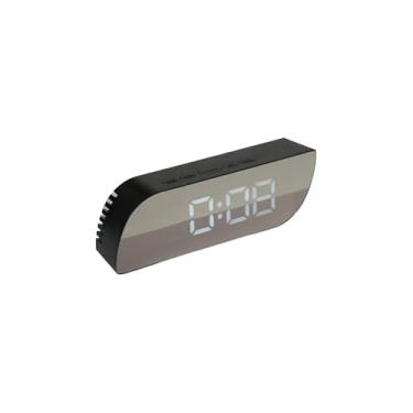Imagem de RelóGio De Mesa Digital Com Espelho | Despertador Digital Multifuncional Com Display CalendáRio E Data - Design Branco Moderno
