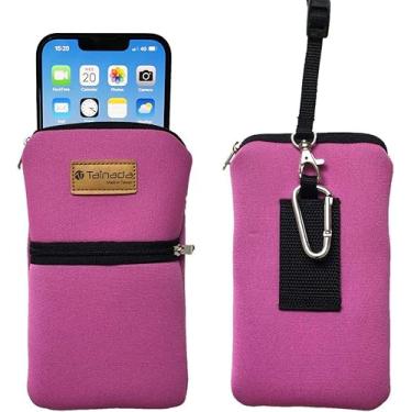 Imagem de Tainada Capa masculina feminina de neoprene à prova de choque com zíper, bolsa com mosquetão, cordão de pescoço, coldre para cinto para iPhone 16/15 Pro Max, 16/15 Plus, 16e; Samsung S25, S24, Z Fold7