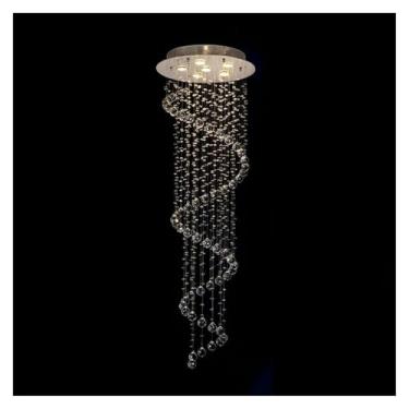 Imagem de WLHAZMWY Candeeiro pendente moderno duplo escada pendente LED luxo cristal pendurado luz simples e circular espiral sala de estar teto de casa (50 * 156 cm)