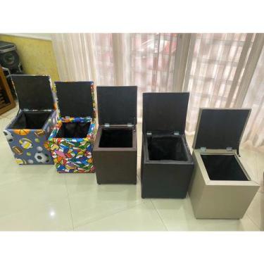 Imagem de PUFF BAÚ Quadrado 34x34x43 CM Organizador E Decorativo Muito lindo - A