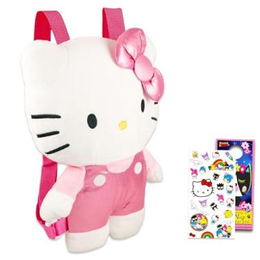 Imagem de Hello Kitty Mochila de Pelúcia com Alças Ajustáveis e Adesivos | Presentes Hello Kitty para Meninas