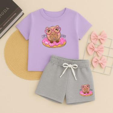 Imagem de Conjunto Infantil Feminino Estampa Capivara Donuts 631 Roupa de Menina