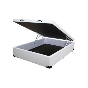 Imagem de Cama Box Baú Casal Extremo Reforçado Xerife Móveis Sintético Branco 41x138x188