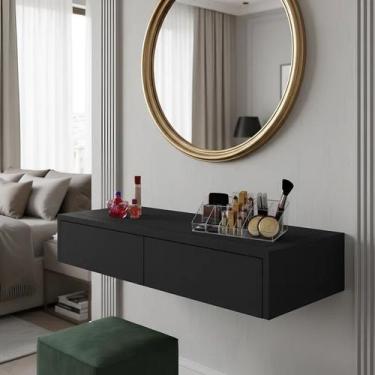Imagem de Penteadeira Aparador Suspenso para Maquiagem Quarto Preto Laca - Forma