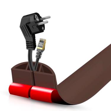 Imagem de Escondedor autoadesivo para cabo de chão, gerenciamento de cabos de 1,3 m, protetor de faixa de extensão para fios, evita viagens de cabos para escritórios, academias, exposições, cavidade: 1,3 cm (L